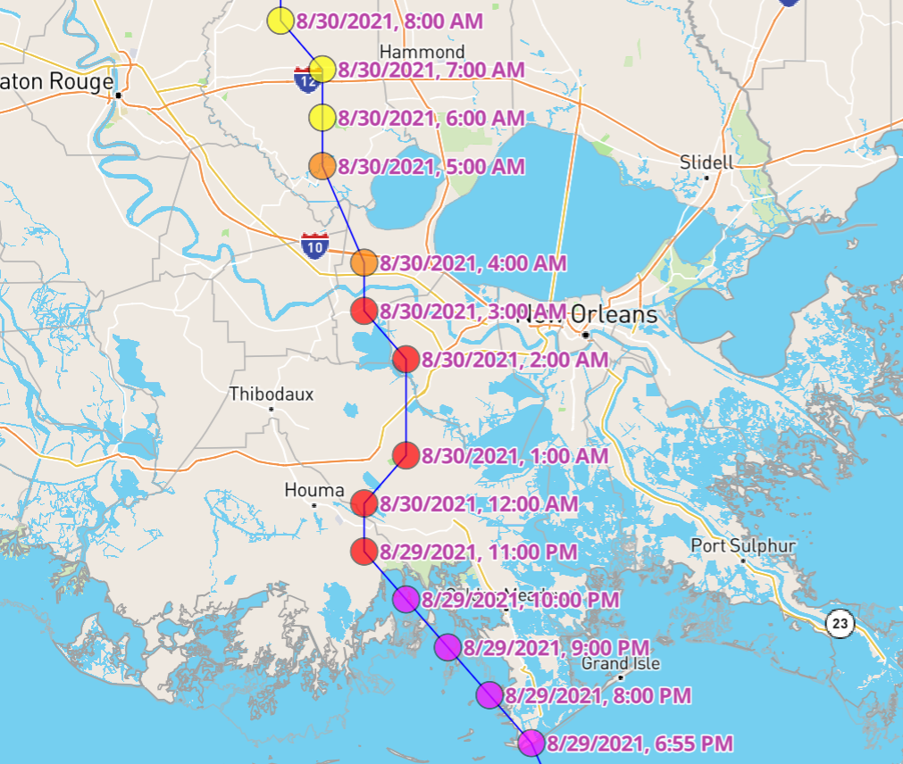 Hurrikan Idas Zugbahn durch Louisiana